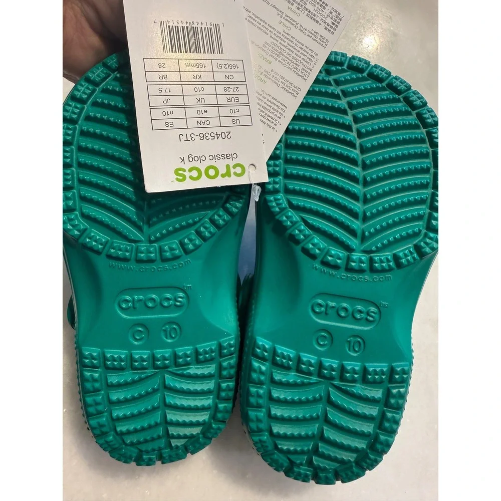 Crocs Classic Clog K Kids Size C10 Deep Green Roomy Fit 204536-3TJ Slip On Shoes